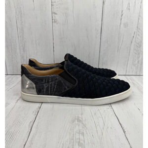 Christian Louboutin Master Key Black Silver Quilted Sneakers Skate EUR 42